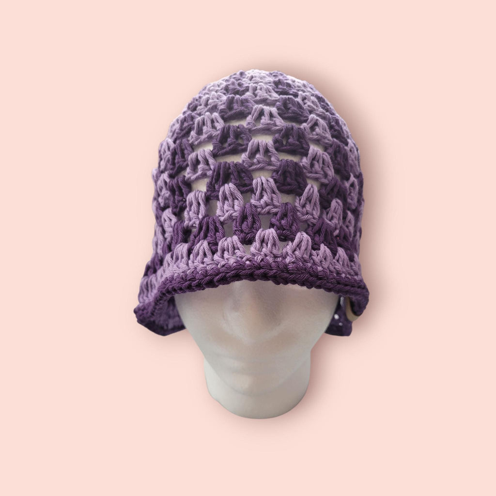dark purple and light purple bucket hat, festival fashion,  summer and beach hat, handmade,  100 % cotton