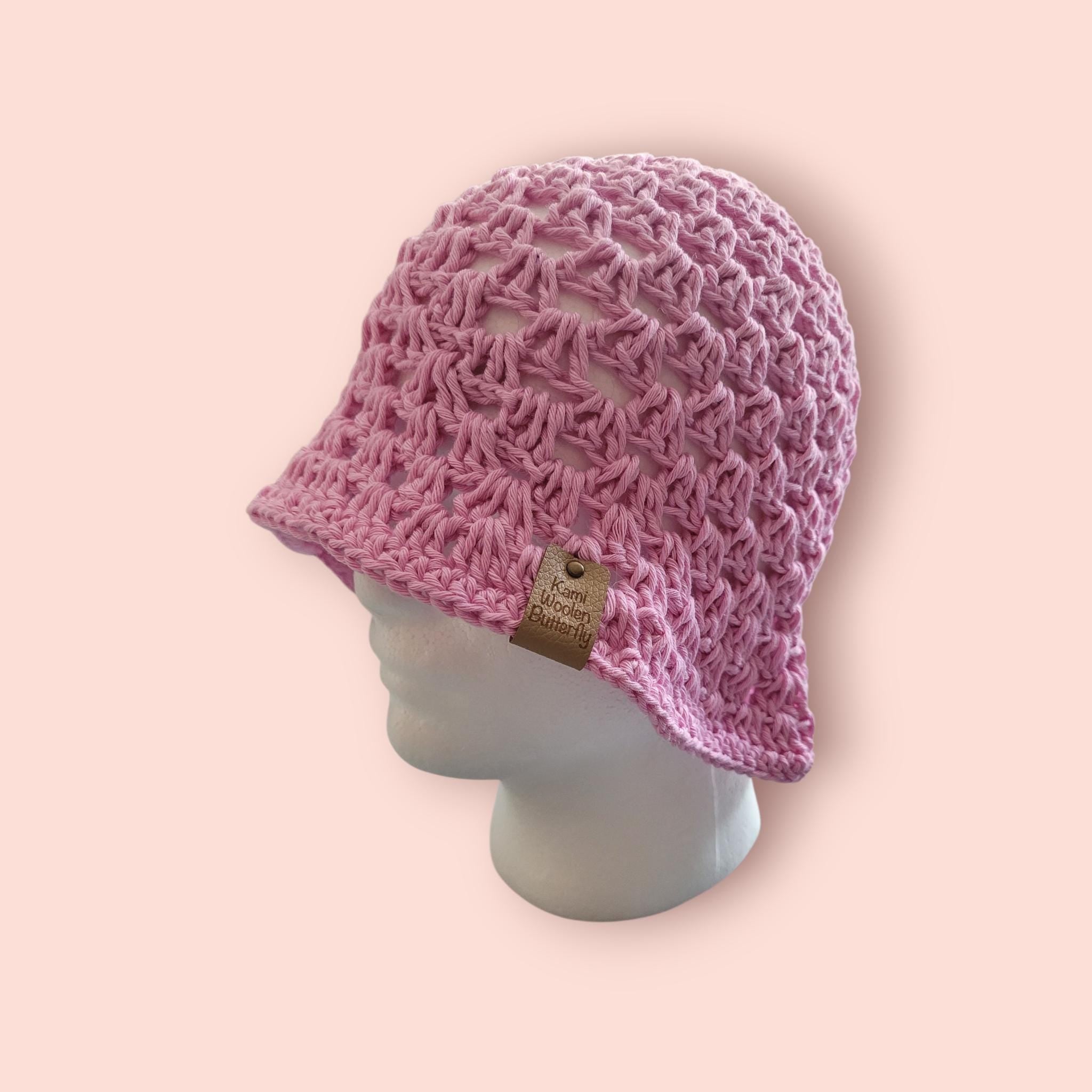 handmade crochet bucket hat,  pink/lilac,  cotton,  summer and beach hat,  festival hat,  holiday hat