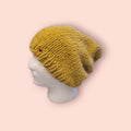 handmade XXL slouchy beanie, curry yellow, with merino and alpaca