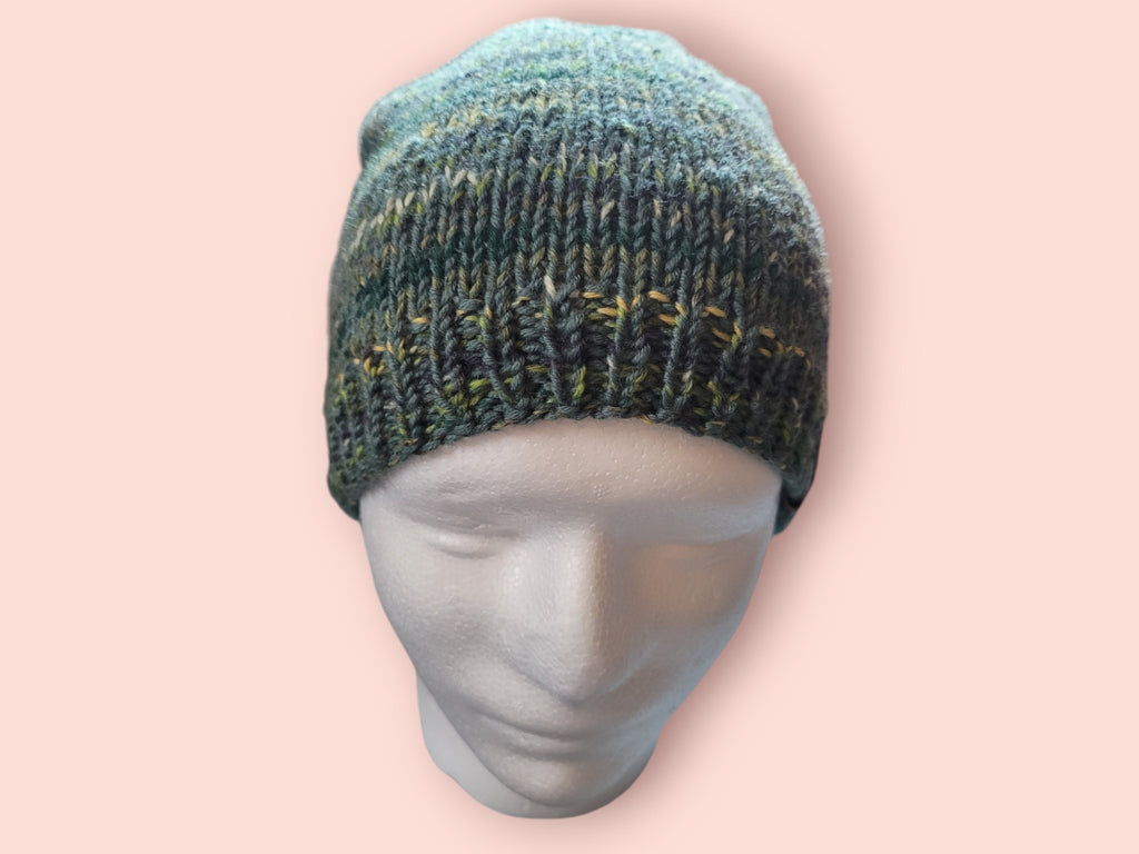 merino wool hat, green marble