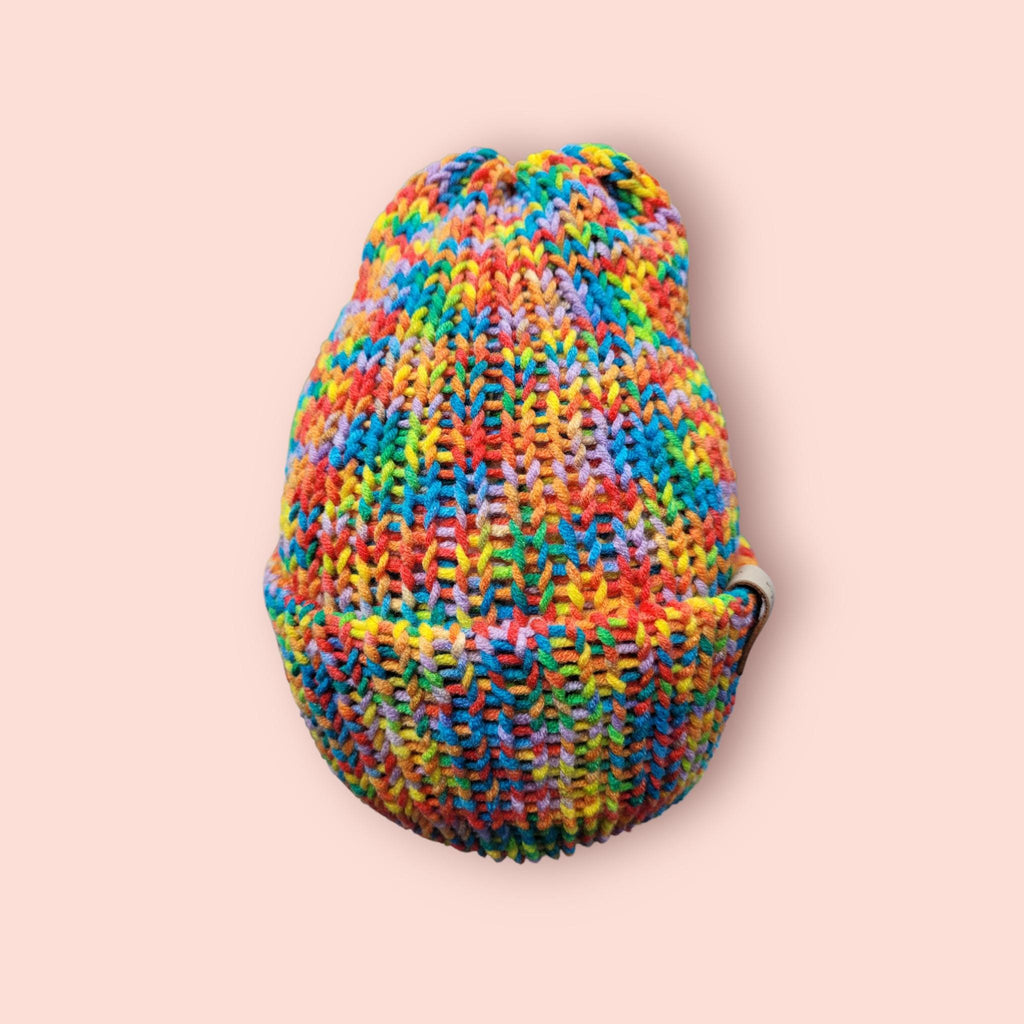 multicoloured beanie hat