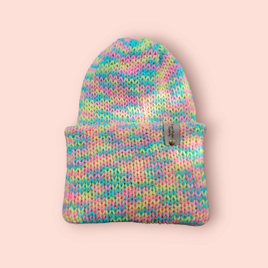 neon rainbow beanie hat