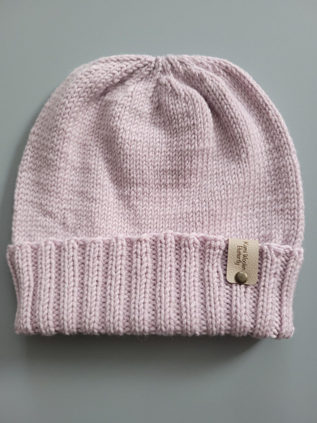 merino wool beanie hat,  handmade,  light pink