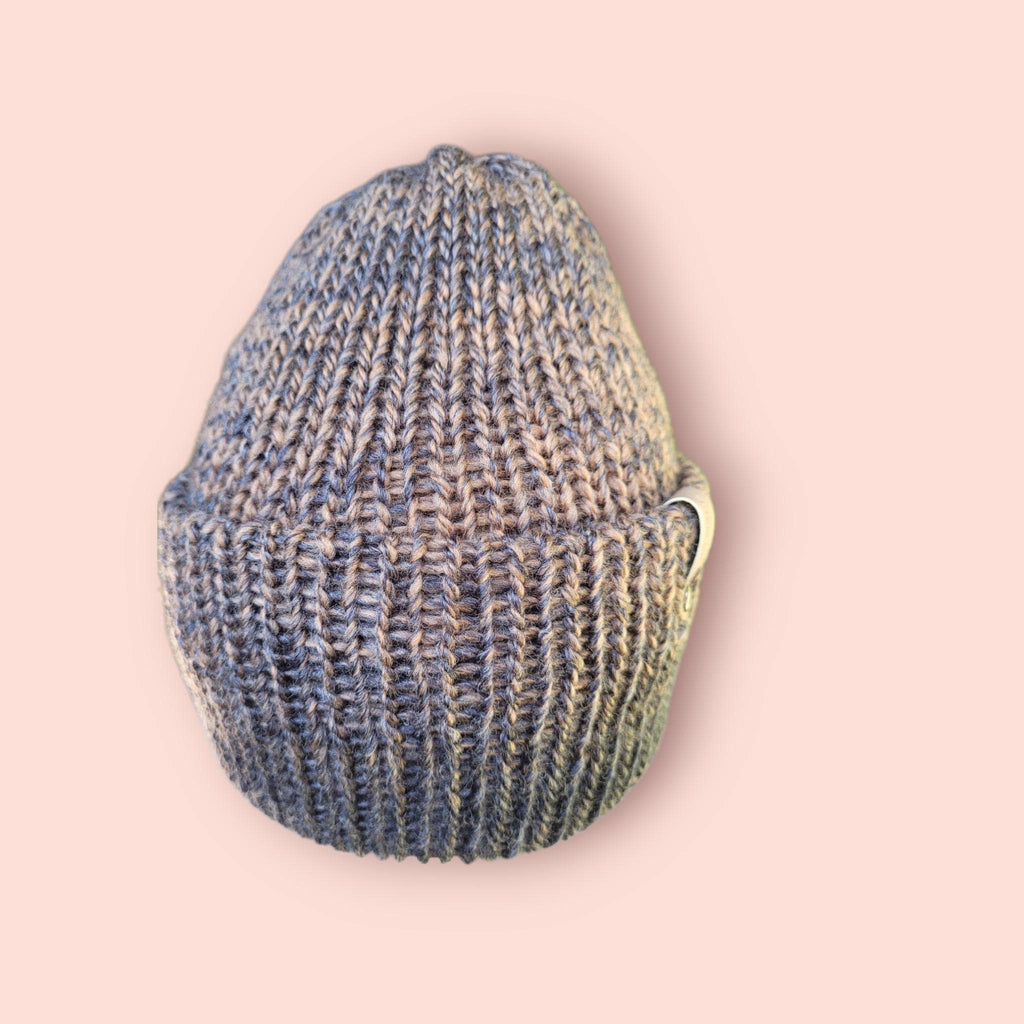 brown to black ombre effect beanie hat, silky touch,  with wool