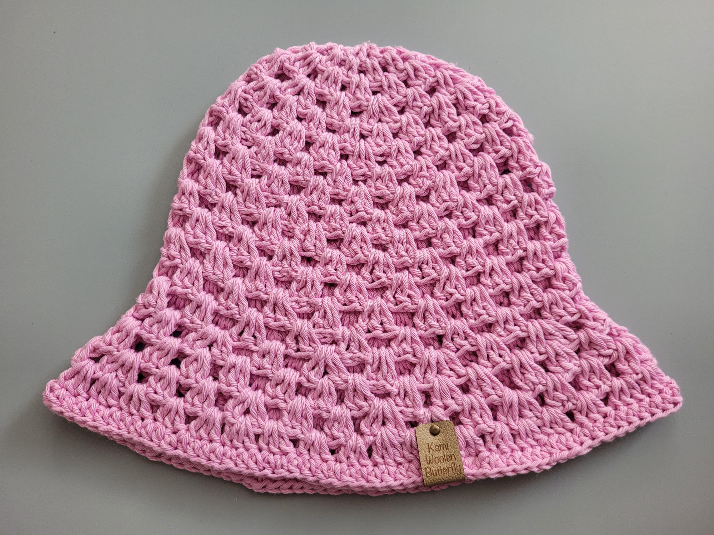 handmade crochet bucket hat,  pink/lilac,  cotton,  summer and beach hat,  festival hat,  holiday hat