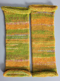 handmade leg warmers,  woolen and warm, yellow and green