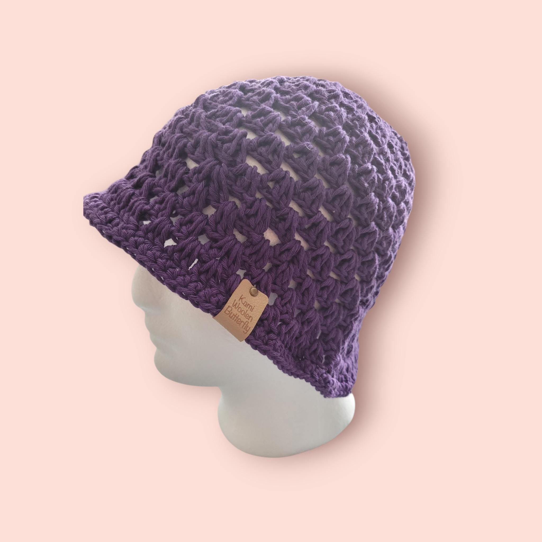 handmade crochet bucket hat,  purple/ dark orchid,  100% cotton,  festival hat,  beach hat, summer hat