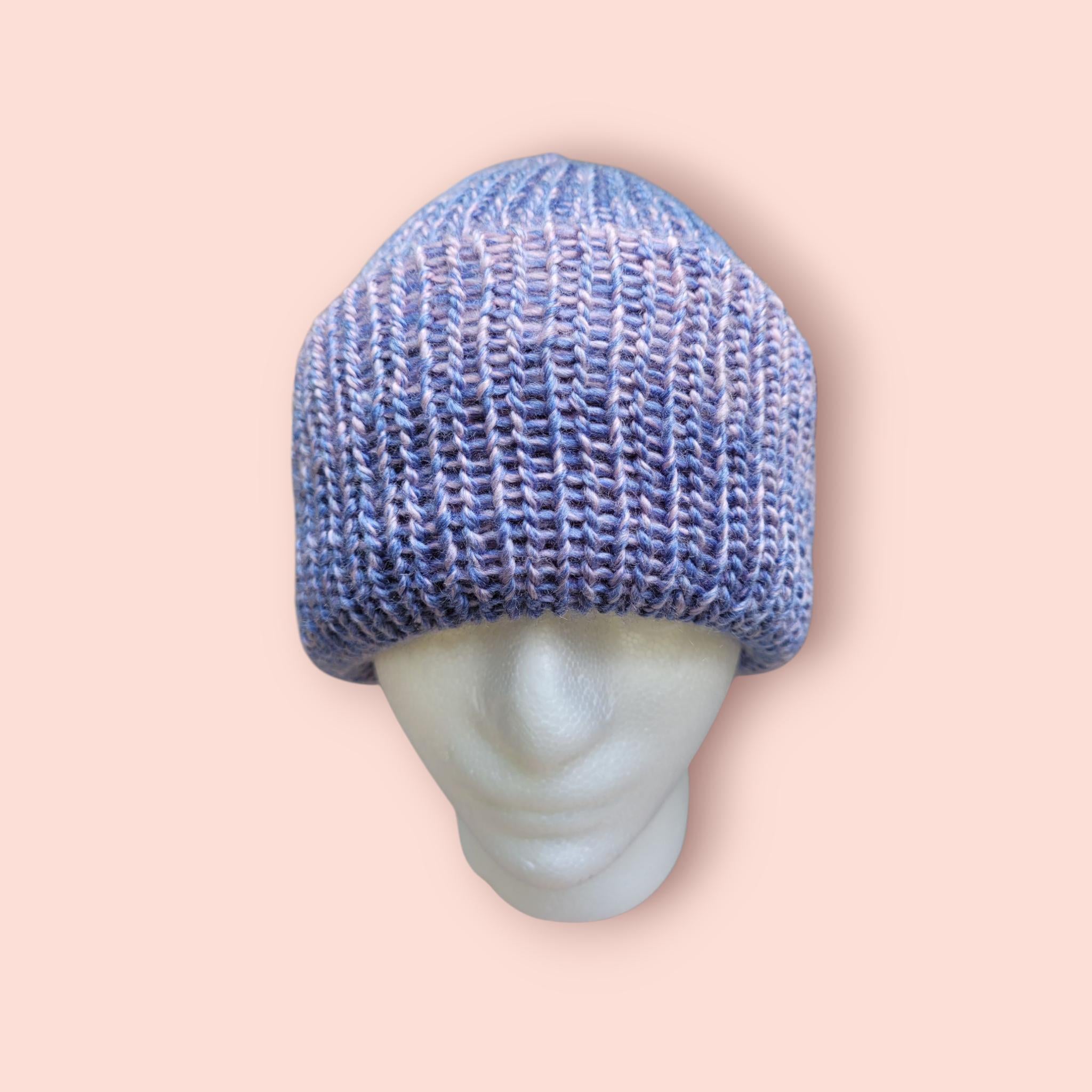 purple and pink ombre effect beanie hat, with wool, very soft,  silky touch