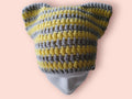 cat beanie hat light grey / light yellow