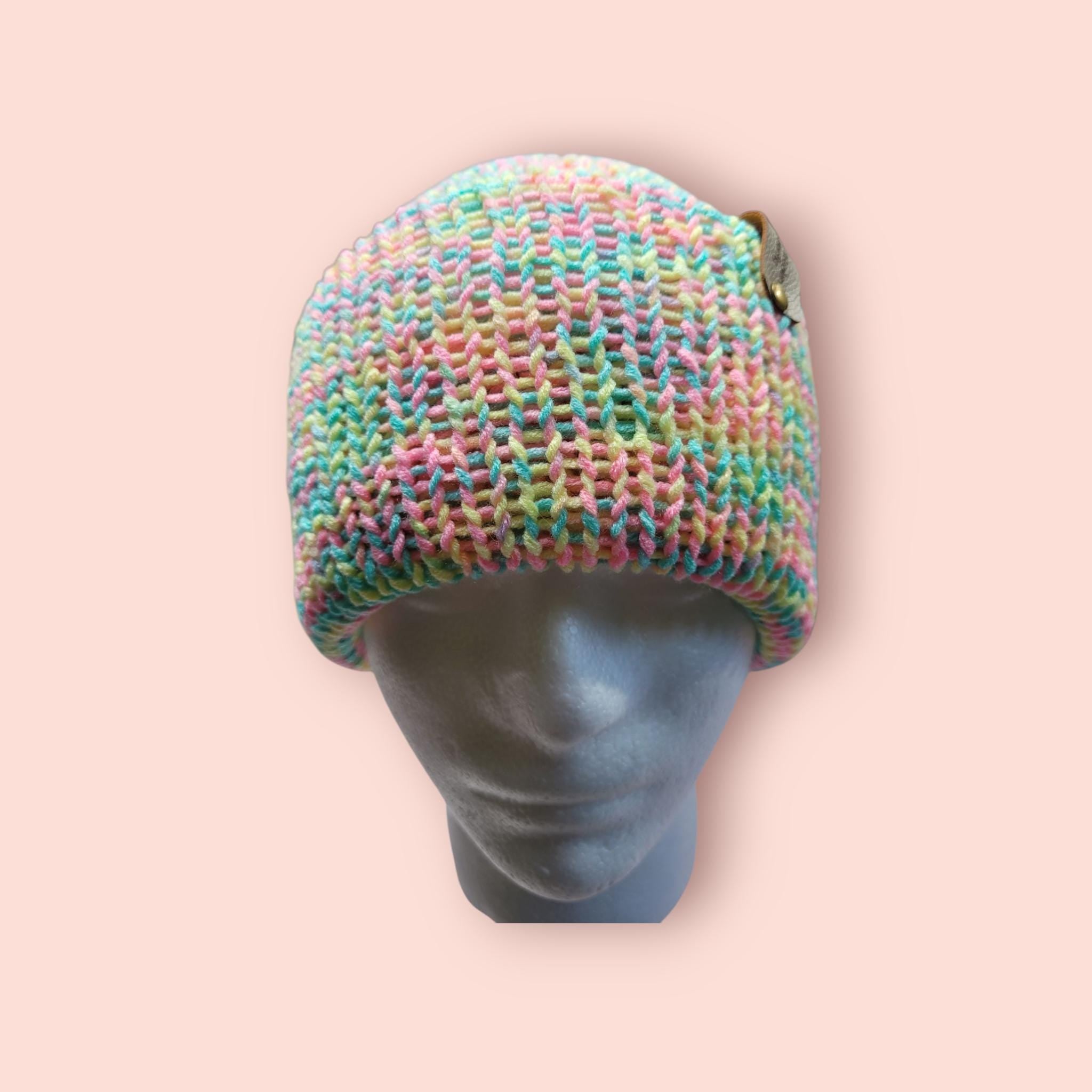 neon rainbow beanie hat