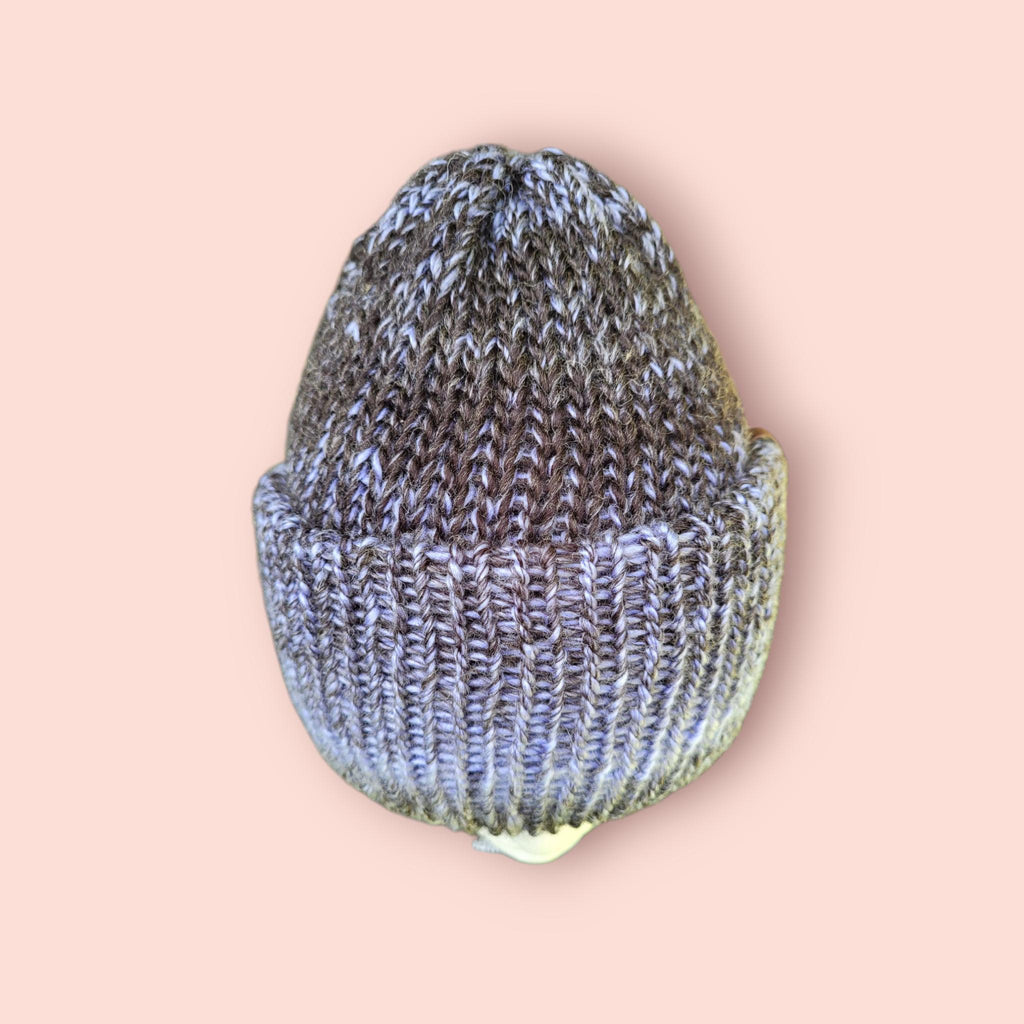 purple to black ombre effect beanie hat, silky touch with wool