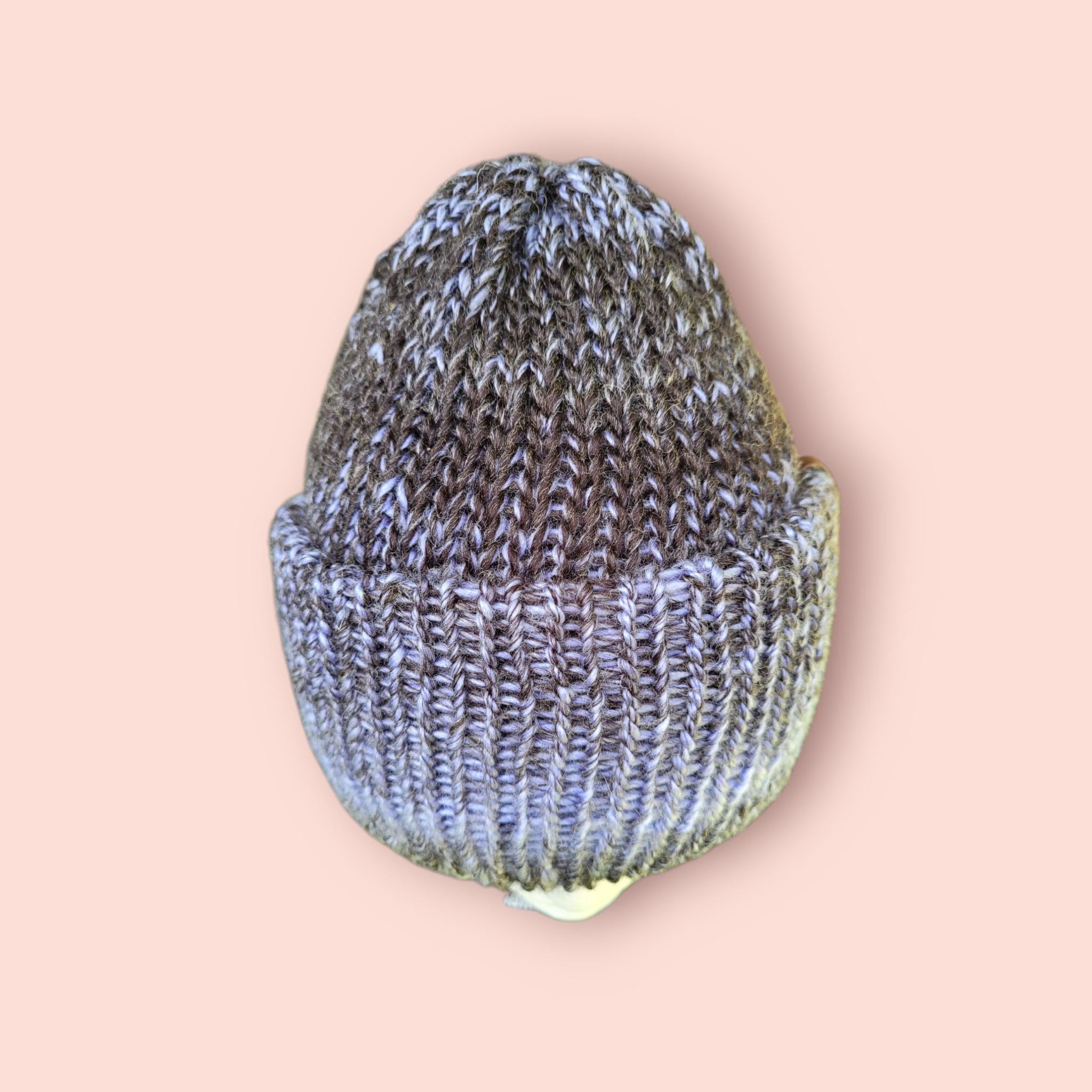 purple to black ombre effect beanie hat, silky touch with wool