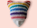 cat beanie hat white / rainbow