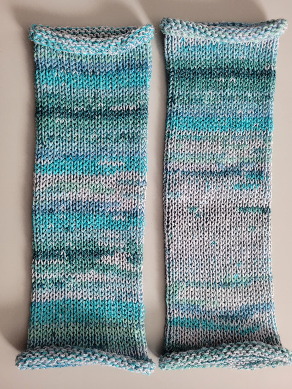 leg warmers,  shades of blue,  woolen and warm