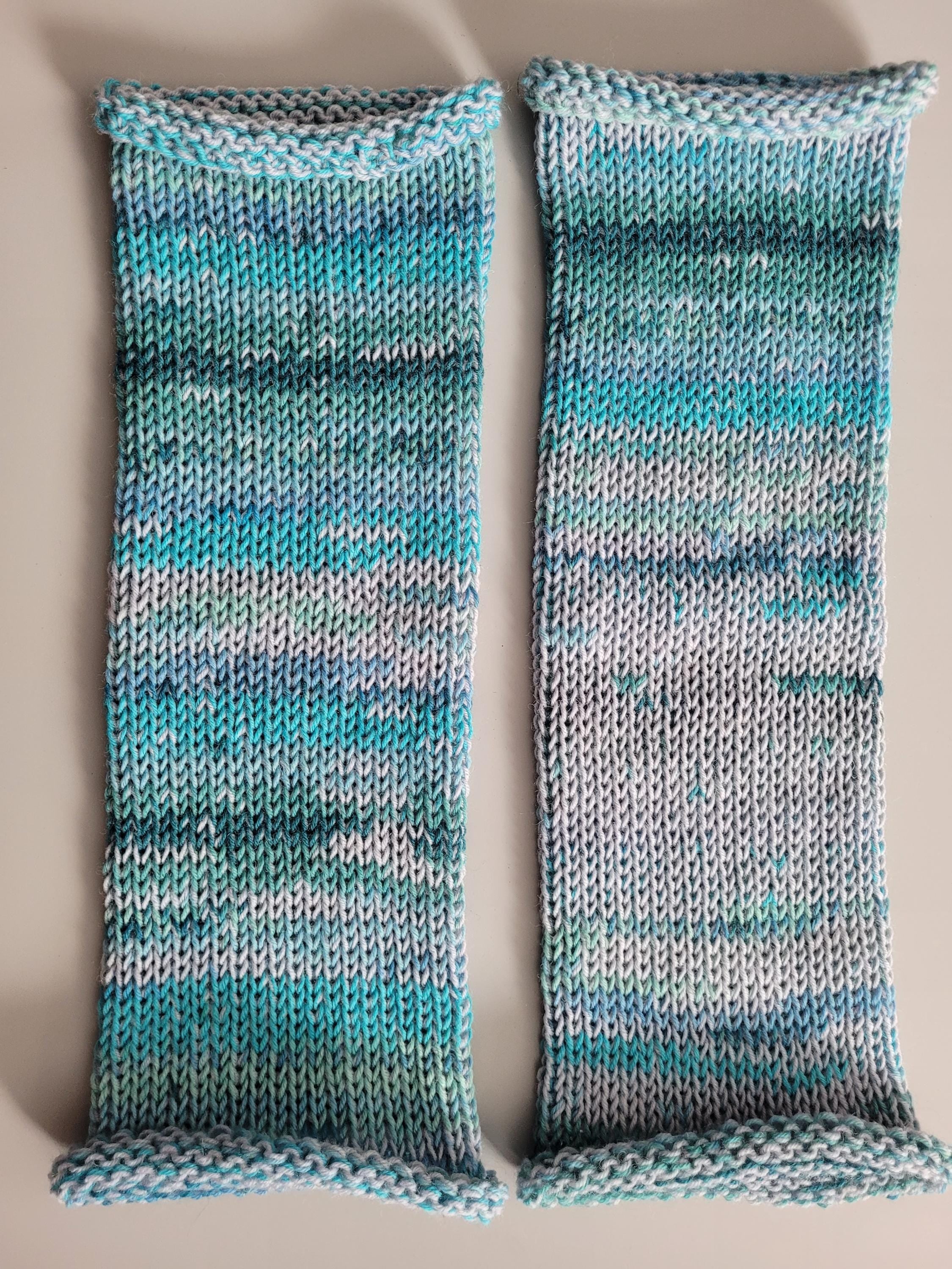 leg warmers,  shades of blue,  woolen and warm