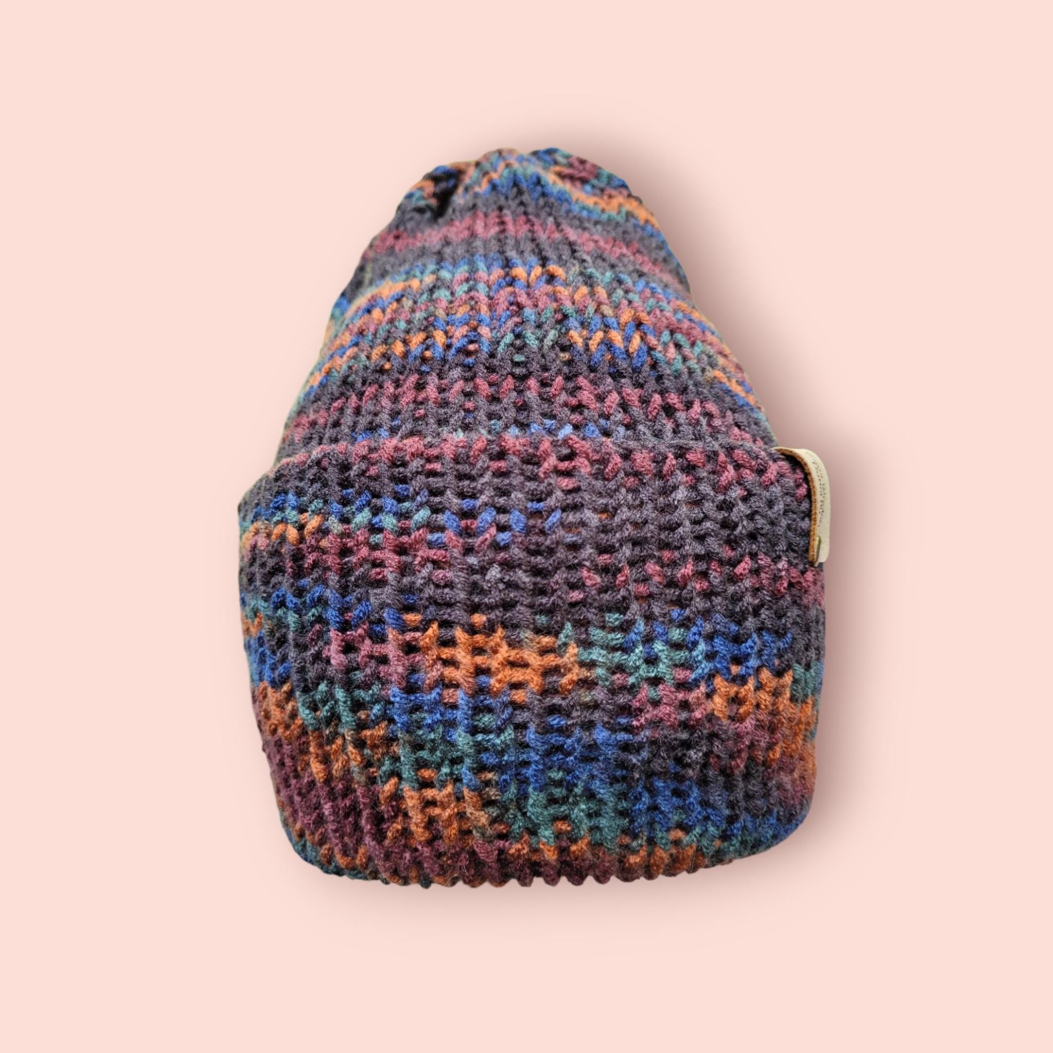brown and orange beanie hat